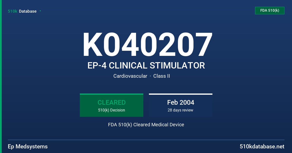 K040207 EP-4 CLINICAL STIMULATOR FDA 510(k) Cleared Medical Device