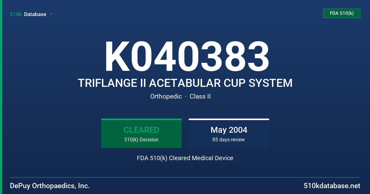 K040383 TRIFLANGE II ACETABULAR CUP SYSTEM FDA 510(k) Cleared Medical Device
