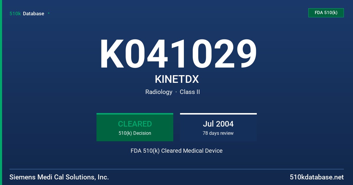 K041029 KINETDX FDA 510(k) Cleared Medical Device