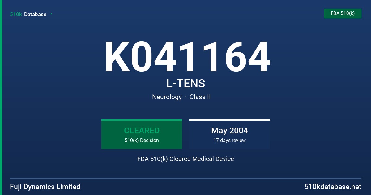K041164 L-TENS FDA 510(k) Cleared Medical Device