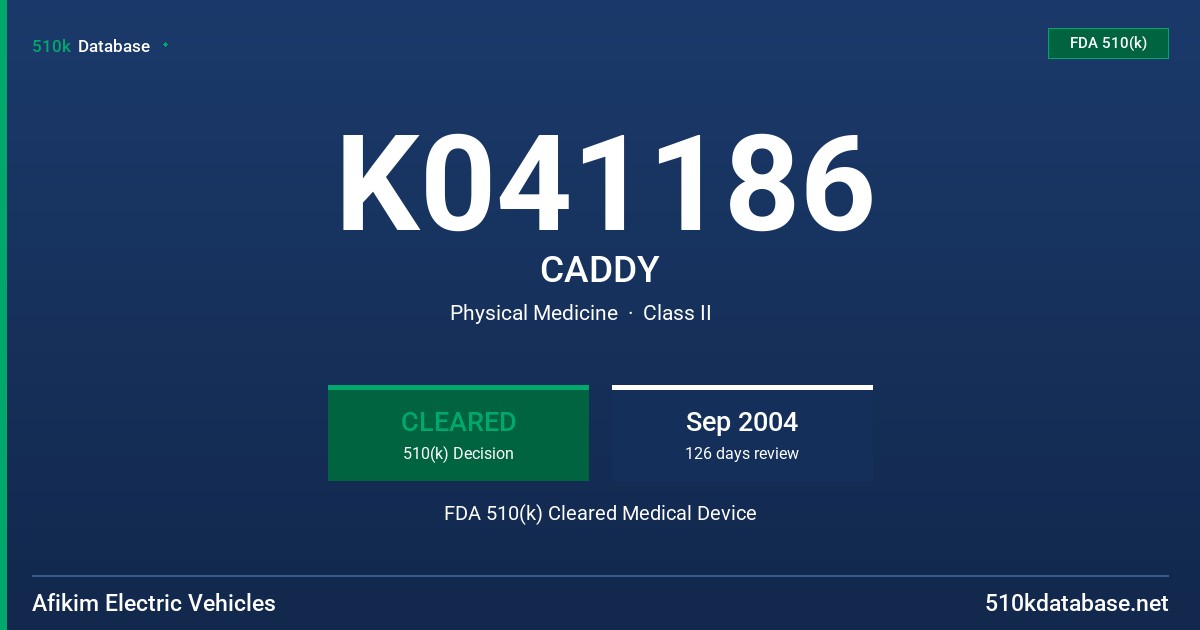 K041186 CADDY FDA 510(k) Cleared Medical Device