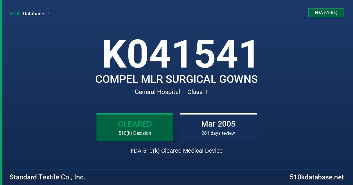 K041541 COMPEL MLR SURGICAL GOWNS FDA 510(k) Cleared Medical Device