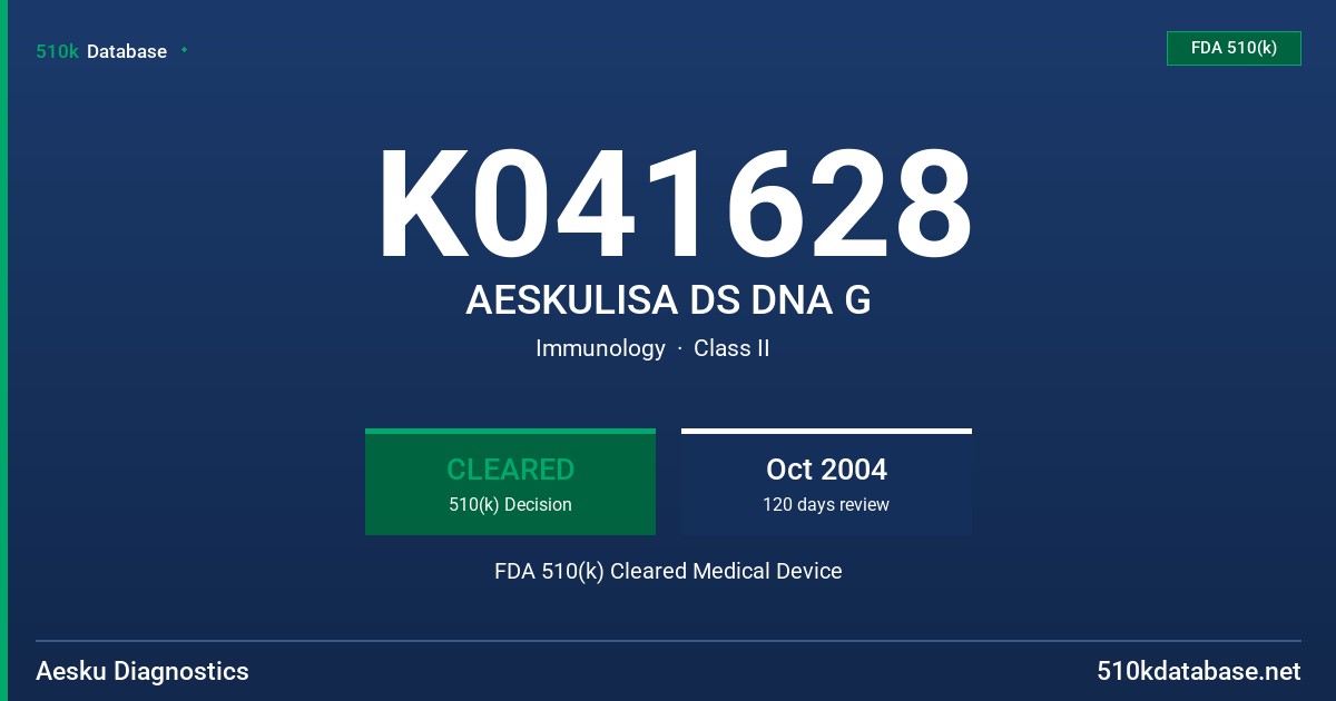 K041628 AESKULISA DS DNA G FDA 510(k) Cleared Medical Device