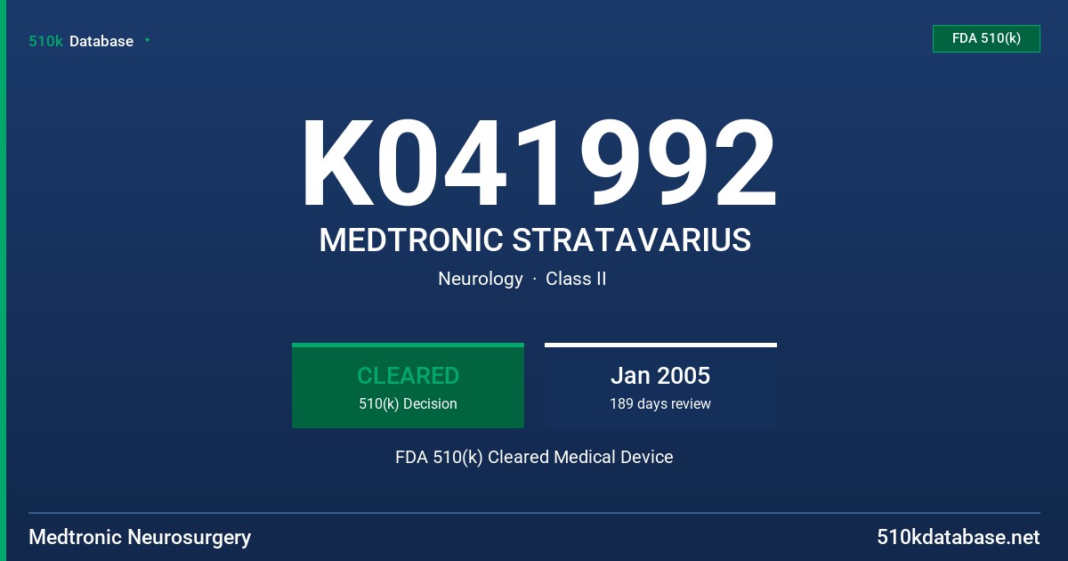 K041992 MEDTRONIC STRATAVARIUS FDA 510(k) Cleared Medical Device