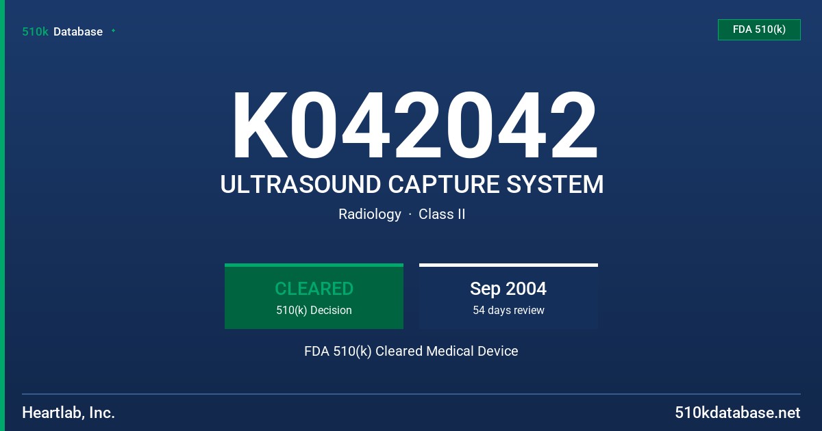 K042042 ULTRASOUND CAPTURE SYSTEM FDA 510(k) Cleared Medical Device