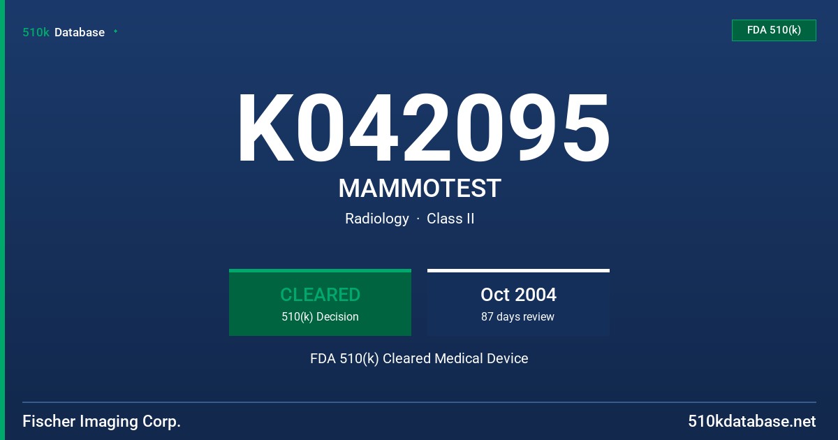 K042095 MAMMOTEST FDA 510(k) Cleared Medical Device