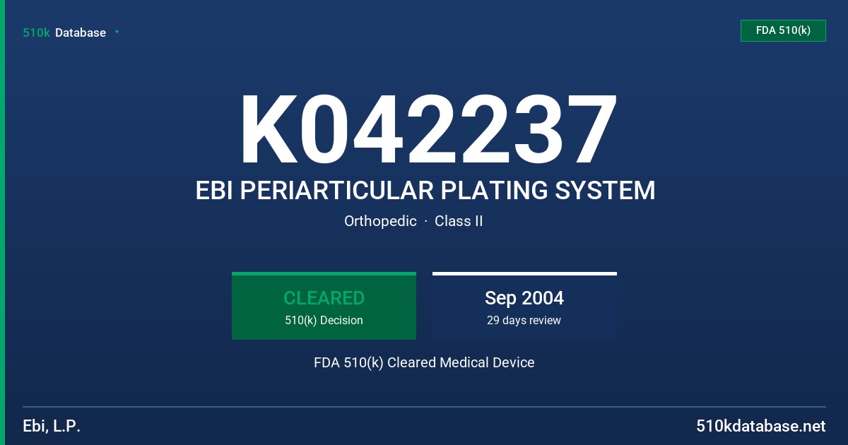 K042237 EBI PERIARTICULAR PLATING SYSTEM FDA 510(k) Cleared Medical Device
