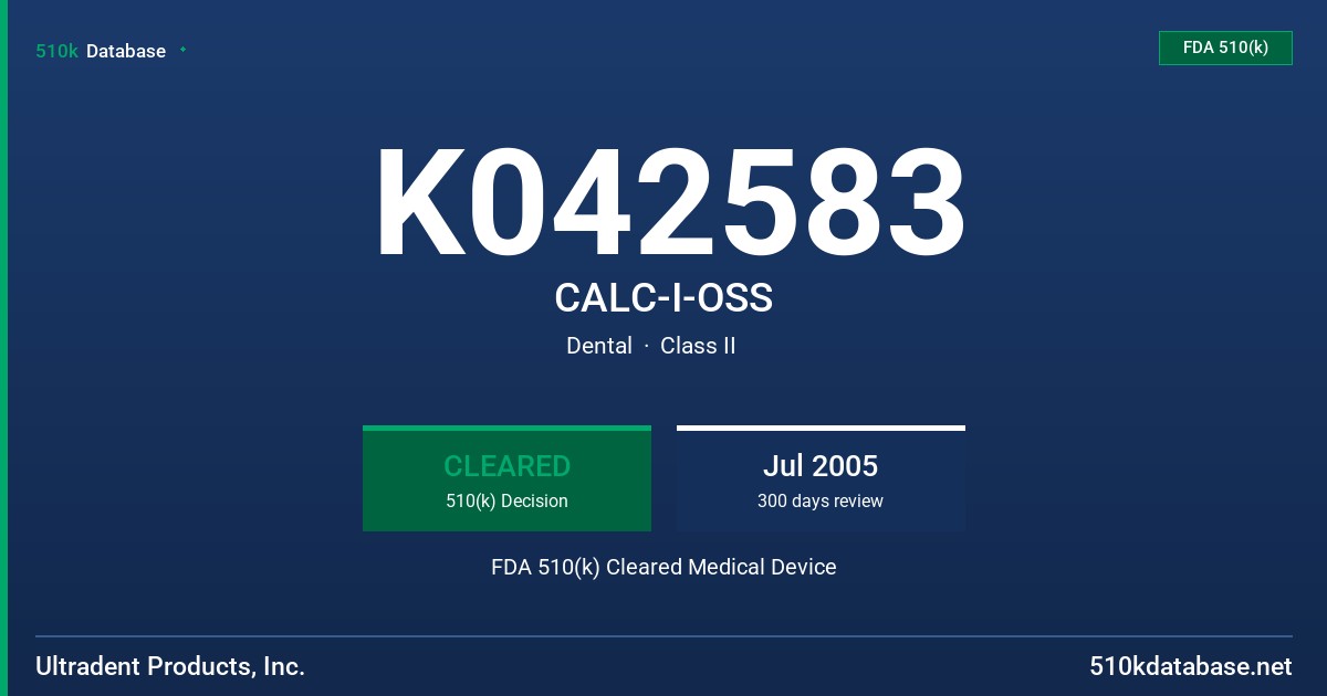 K042583 CALC-I-OSS FDA 510(k) Cleared Medical Device