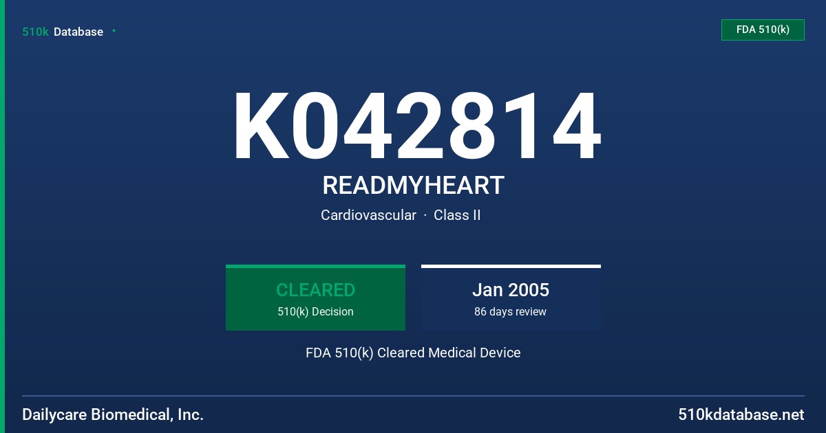 K042814 READMYHEART FDA 510(k) Cleared Medical Device