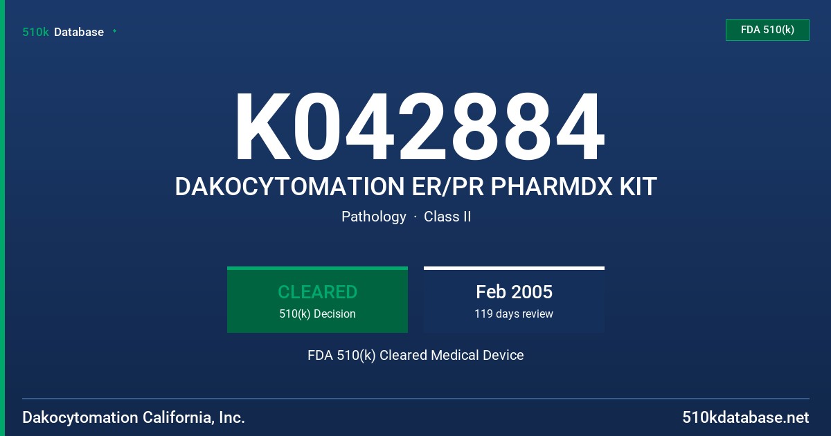 K042884 DAKOCYTOMATION ER/PR PHARMDX KIT FDA 510(k) Cleared Medical Device