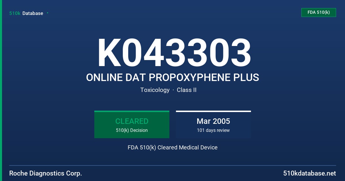 K043303 ONLINE DAT PROPOXYPHENE PLUS FDA 510(k) Cleared Medical Device