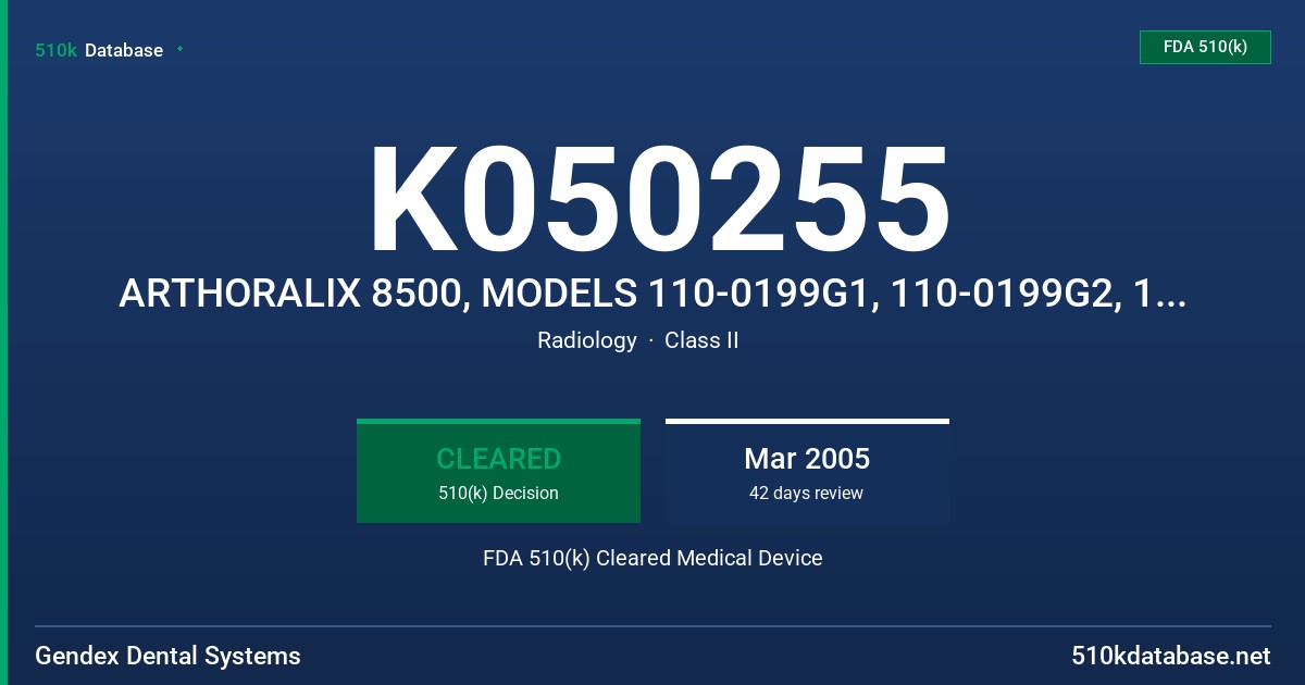 K050255 ARTHORALIX 8500, MODELS 110-0199G1, 110-0199G2, 110-0199G3, 110-0199G4 FDA 510(k) Cleared Medical Device