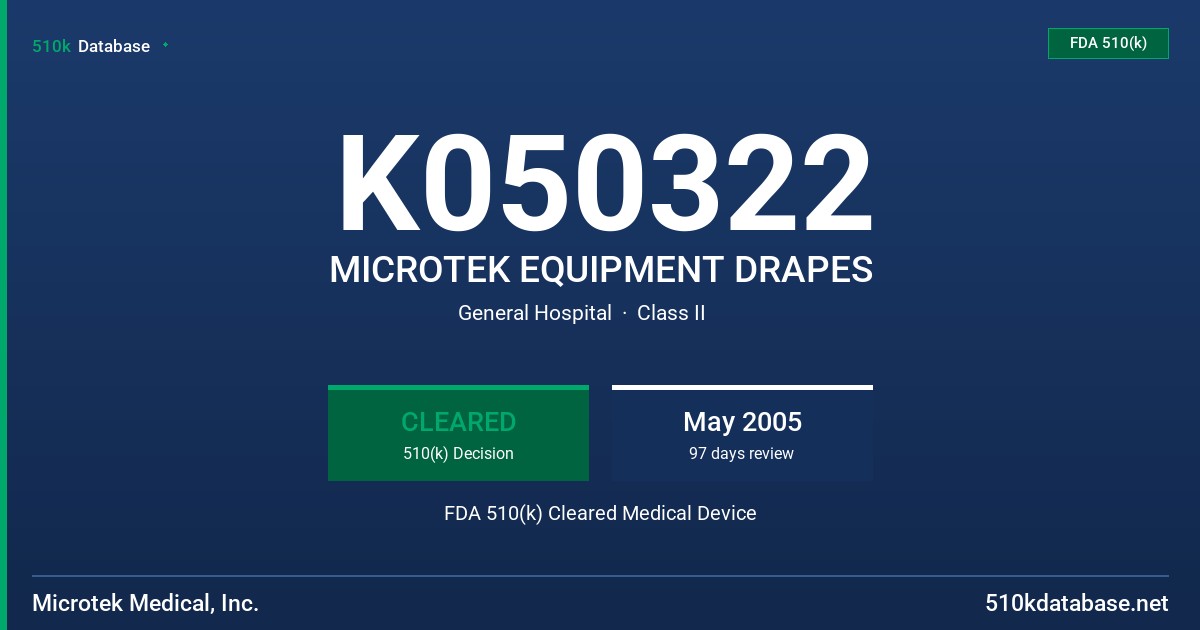 K050322 MICROTEK EQUIPMENT DRAPES FDA 510(k) Cleared Medical Device