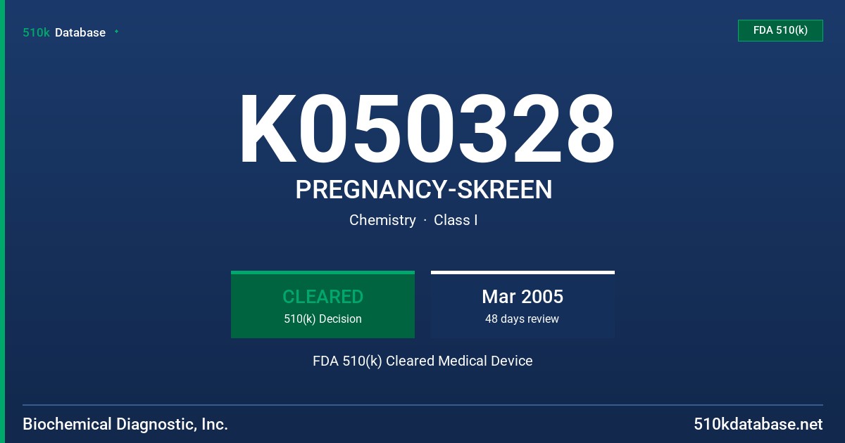 K050328 PREGNANCY-SKREEN FDA 510(k) Cleared Medical Device