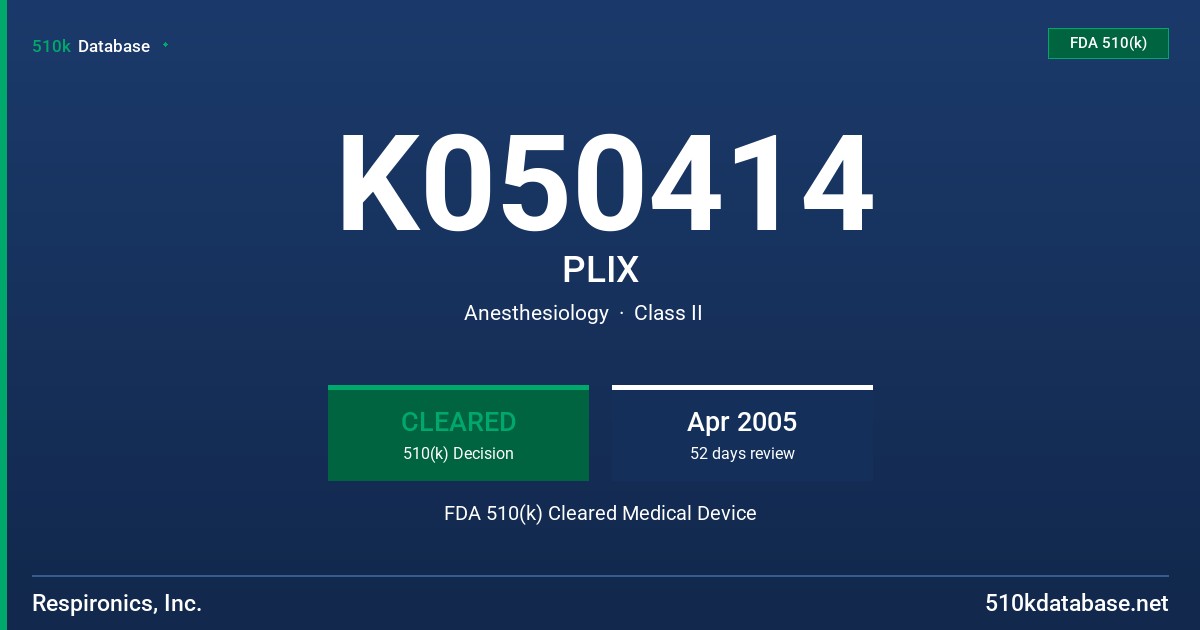 K050414 PLIX FDA 510(k) Cleared Medical Device