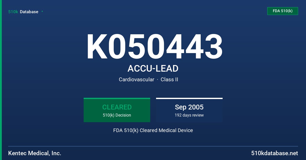 K050443 ACCU-LEAD FDA 510(k) Cleared Medical Device