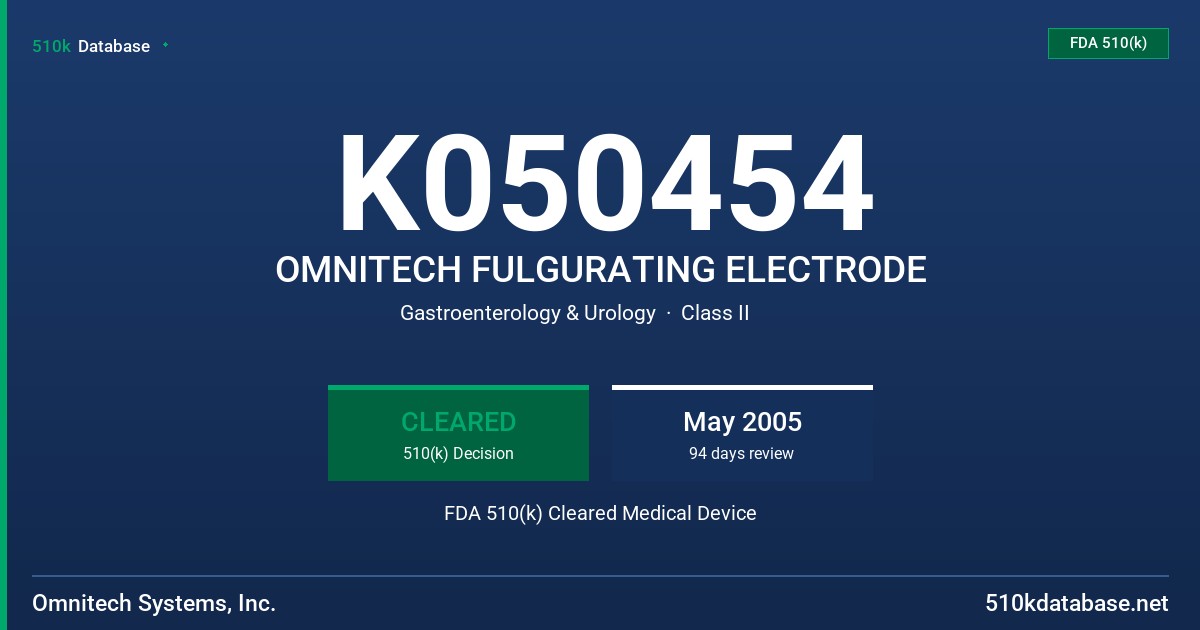 K050454 OMNITECH FULGURATING ELECTRODE FDA 510(k) Cleared Medical Device