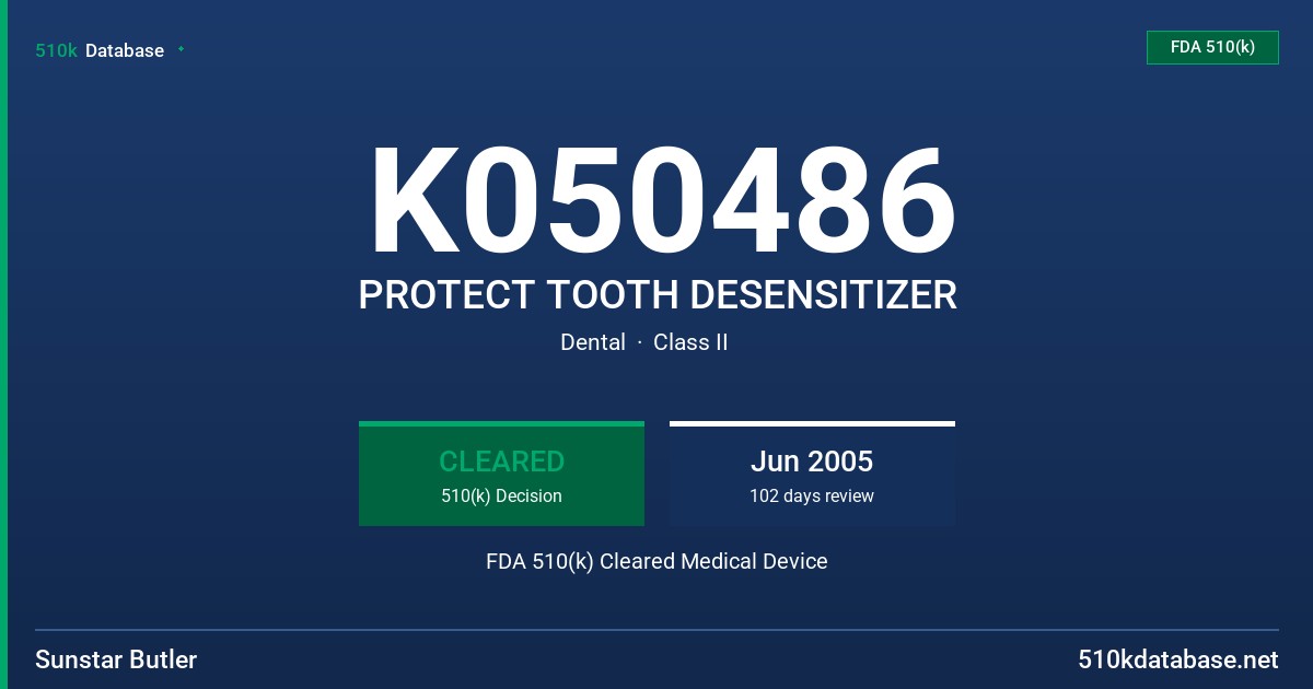 K050486 PROTECT TOOTH DESENSITIZER FDA 510(k) Cleared Medical Device