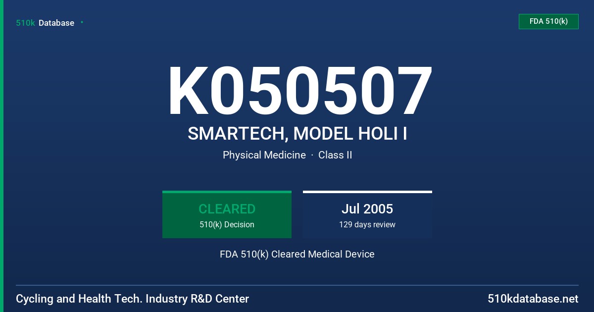 K050507 SMARTECH, MODEL HOLI I FDA 510(k) Cleared Medical Device