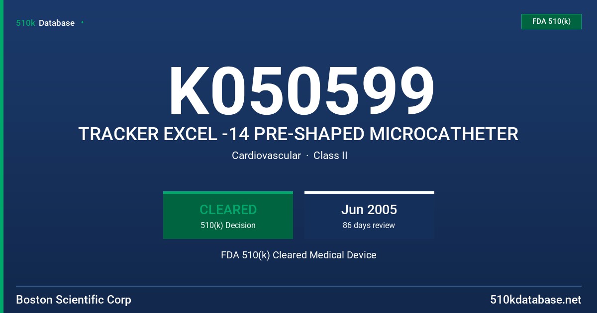 K050599 TRACKER EXCEL -14 PRE-SHAPED MICROCATHETER FDA 510(k) Cleared Medical Device