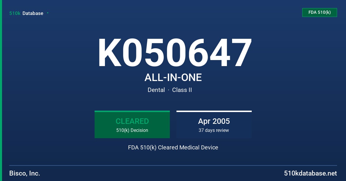 K050647 ALL-IN-ONE FDA 510(k) Cleared Medical Device