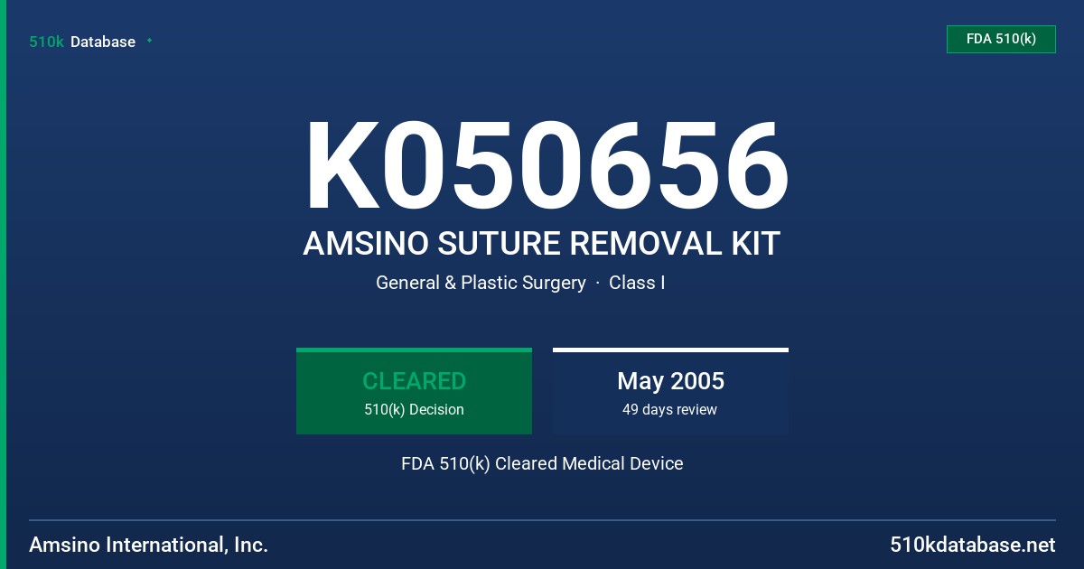 K050656 AMSINO SUTURE REMOVAL KIT FDA 510(k) Cleared Medical Device
