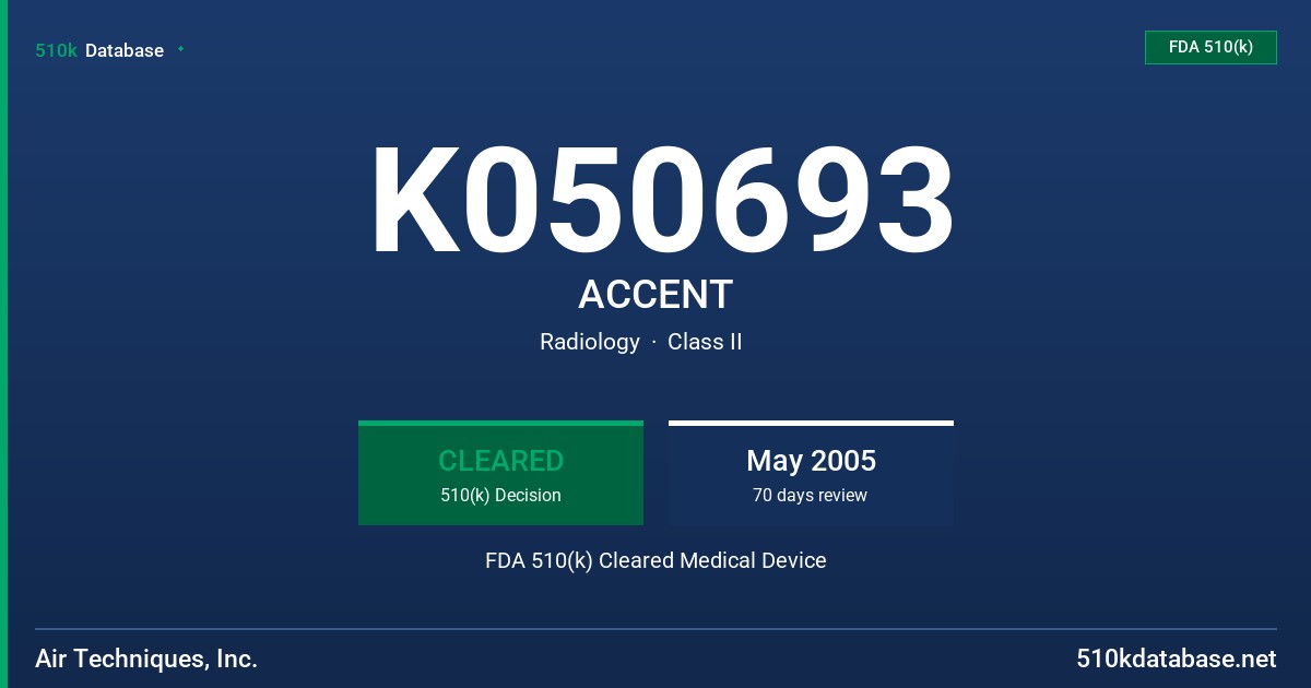 K050693 ACCENT FDA 510(k) Cleared Medical Device