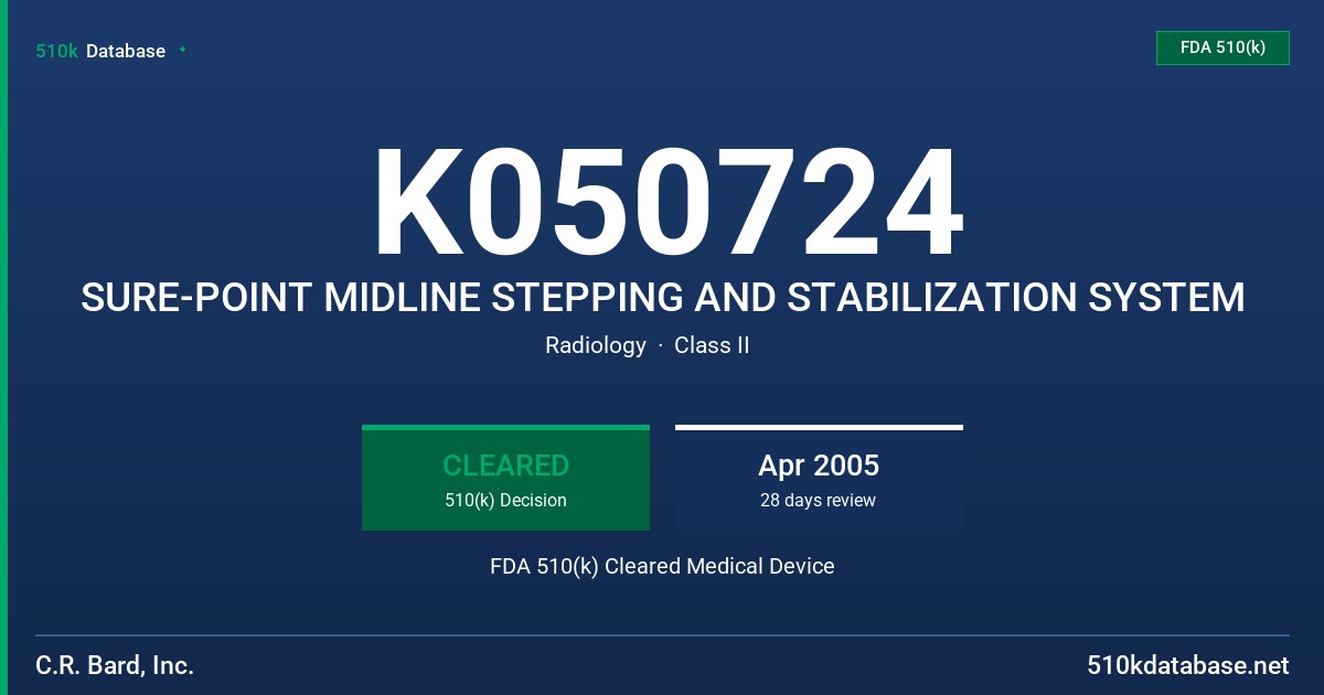 K050724 SURE-POINT MIDLINE STEPPING AND STABILIZATION SYSTEM FDA 510(k) Cleared Medical Device