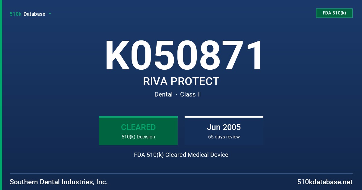 K050871 RIVA PROTECT FDA 510(k) Cleared Medical Device
