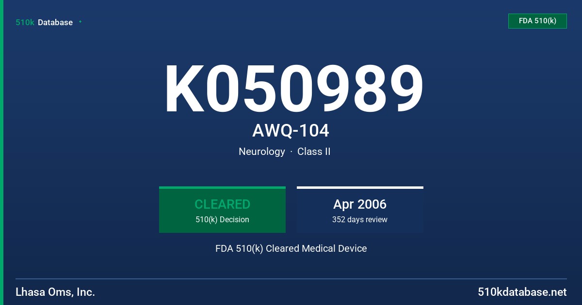 K050989 AWQ-104 FDA 510(k) Cleared Medical Device