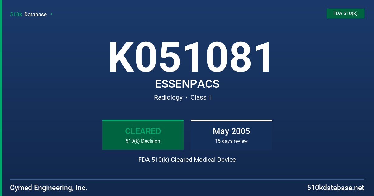 K051081 ESSENPACS FDA 510(k) Cleared Medical Device