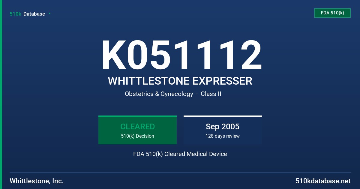K051112 WHITTLESTONE EXPRESSER FDA 510(k) Cleared Medical Device