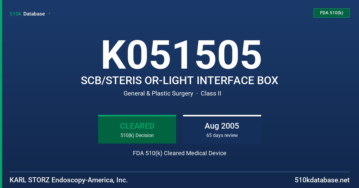 K051505 SCB/STERIS OR-LIGHT INTERFACE BOX FDA 510(k) Cleared Medical Device
