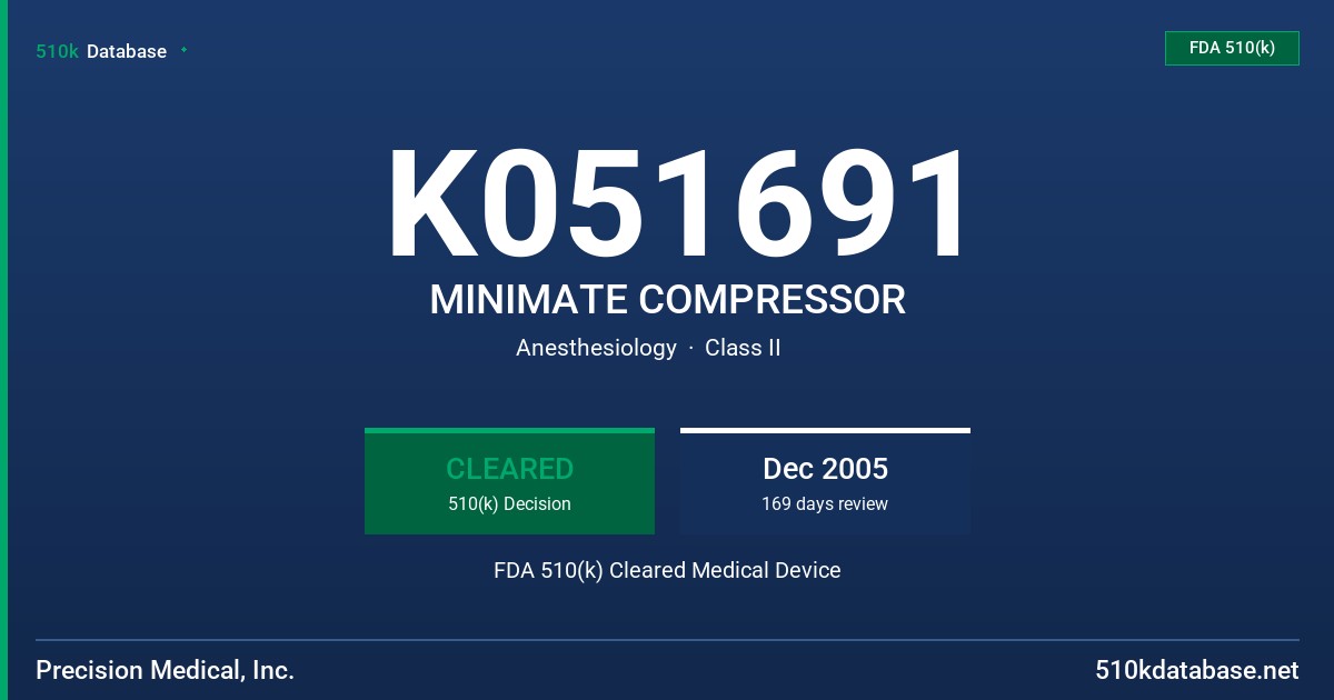 K051691 MINIMATE COMPRESSOR FDA 510(k) Cleared Medical Device