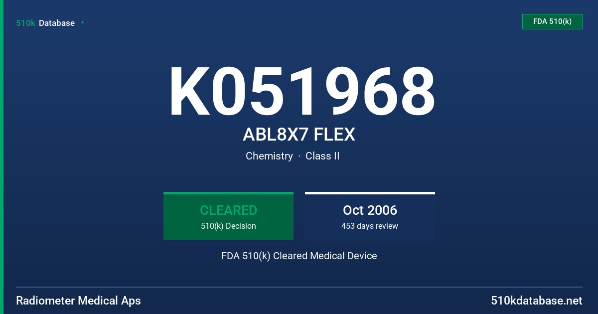 K051968 ABL8X7 FLEX FDA 510(k) Cleared Medical Device
