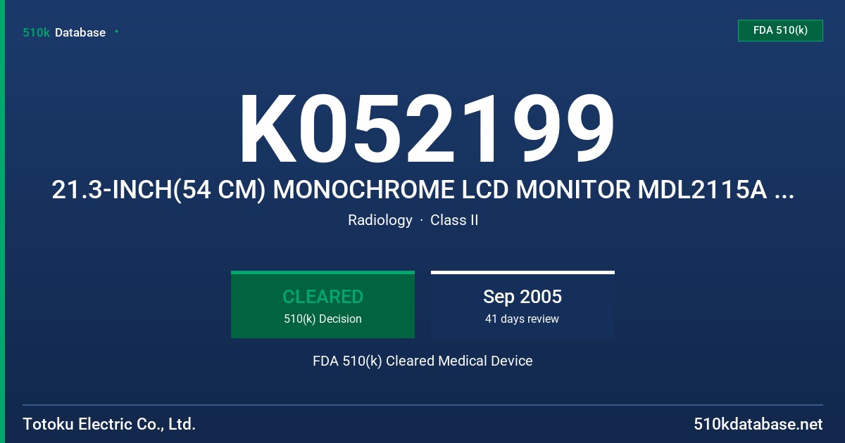 K052199 21.3-INCH(54 CM) MONOCHROME LCD MONITOR MDL2115A (ME353I), (DV3MM-HB), (ME353IM) FDA 510(k) Cleared Medical Device