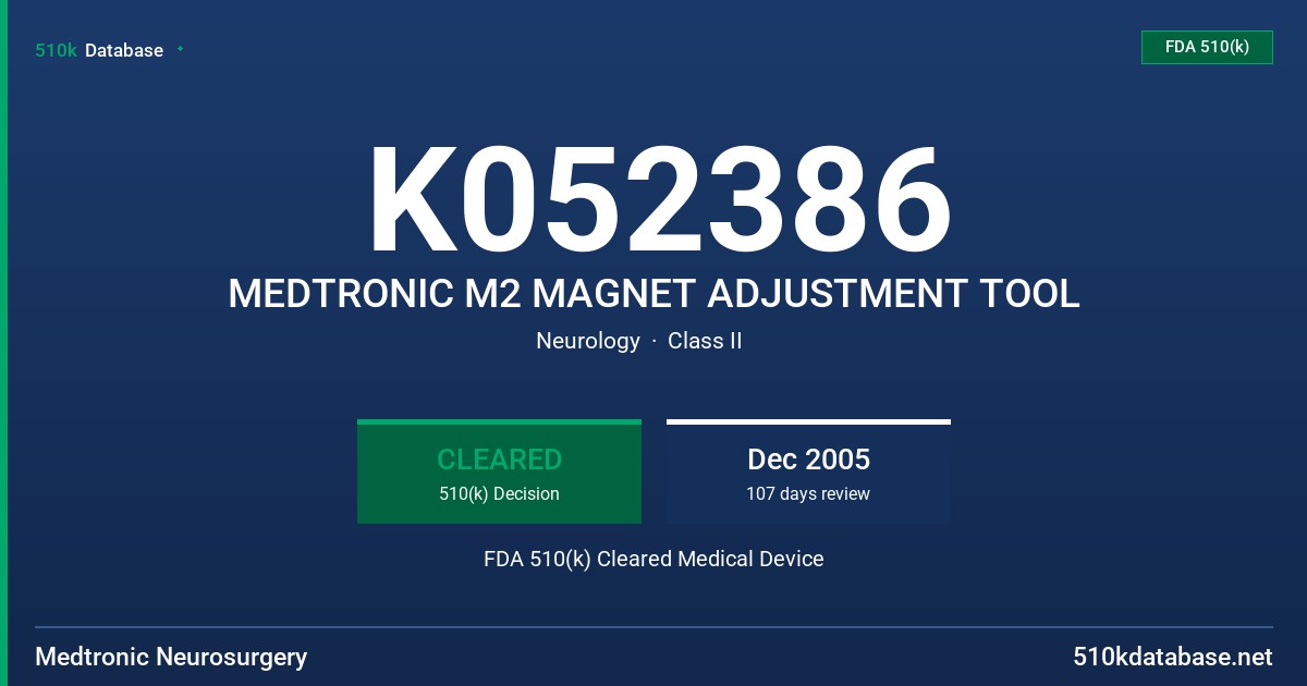 K052386 MEDTRONIC M2 MAGNET ADJUSTMENT TOOL FDA 510(k) Cleared Medical Device