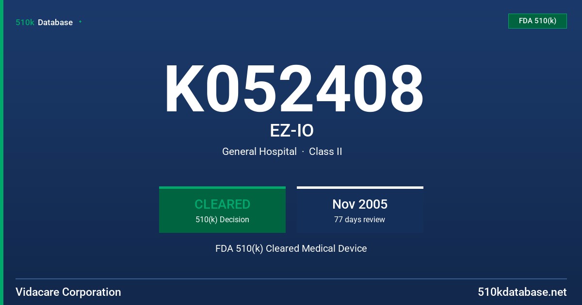 K052408 EZ-IO FDA 510(k) Cleared Medical Device