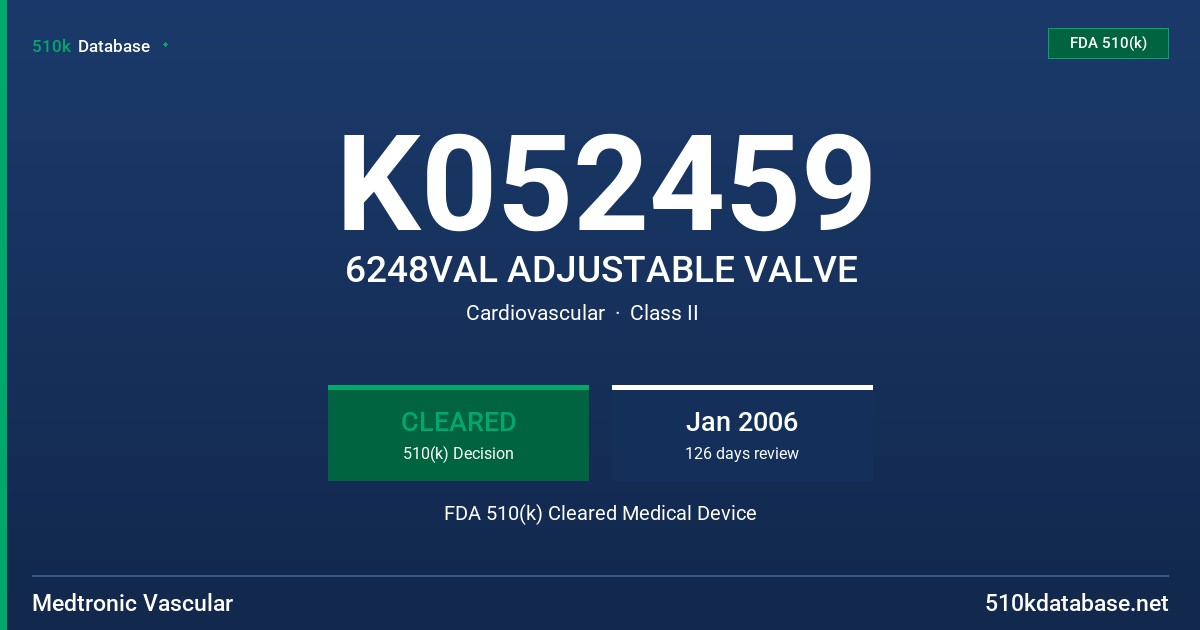 K052459 6248VAL ADJUSTABLE VALVE FDA 510(k) Cleared Medical Device