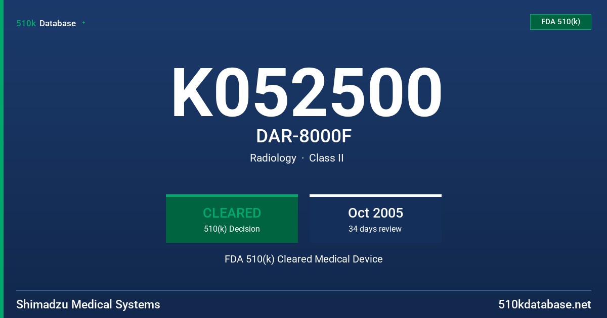 K052500 DAR-8000F FDA 510(k) Cleared Medical Device