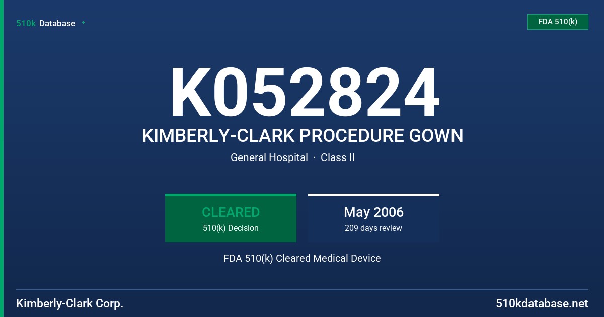 K052824 KIMBERLY-CLARK PROCEDURE GOWN FDA 510(k) Cleared Medical Device