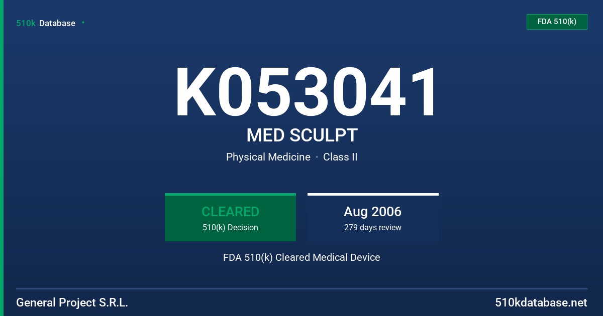 K053041 MED SCULPT FDA 510(k) Cleared Medical Device
