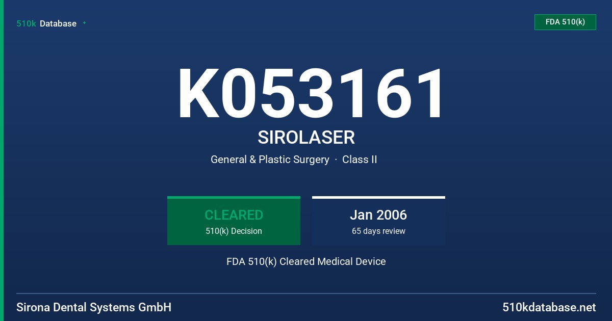 K053161 SIROLASER FDA 510(k) Cleared Medical Device
