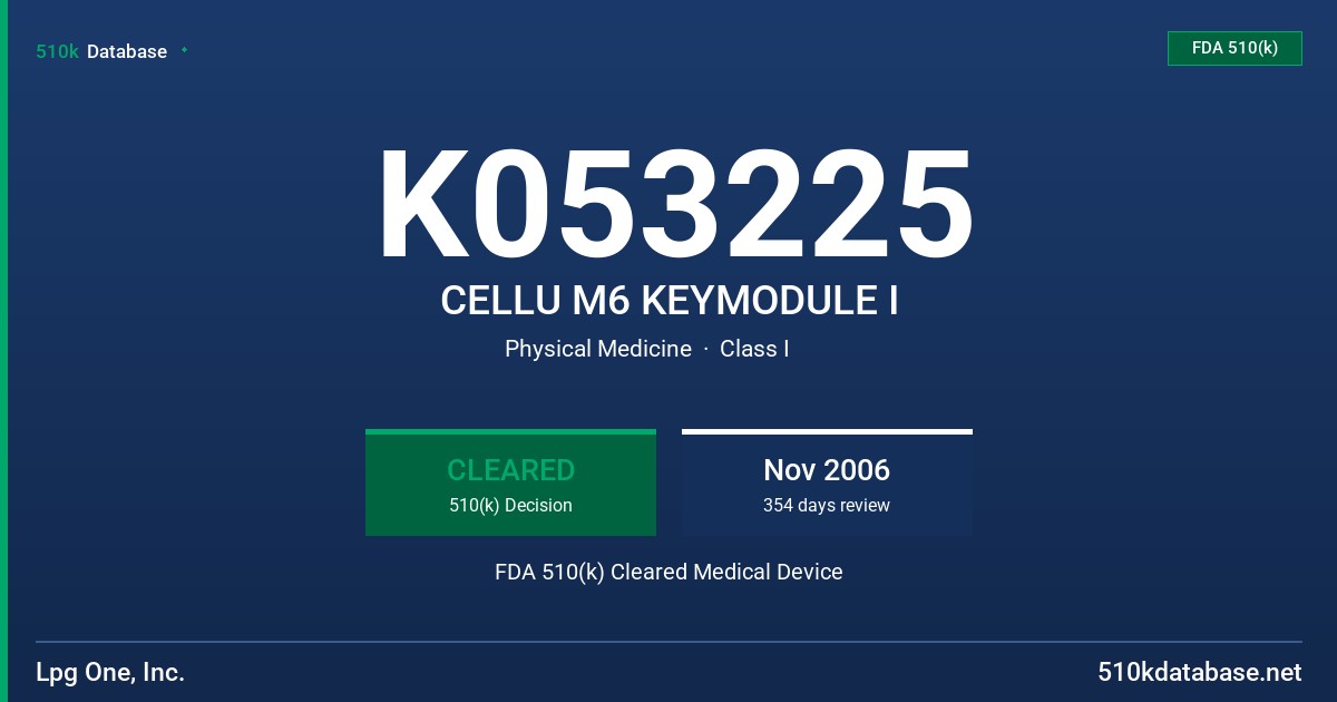 K053225 CELLU M6 KEYMODULE I FDA 510(k) Cleared Medical Device