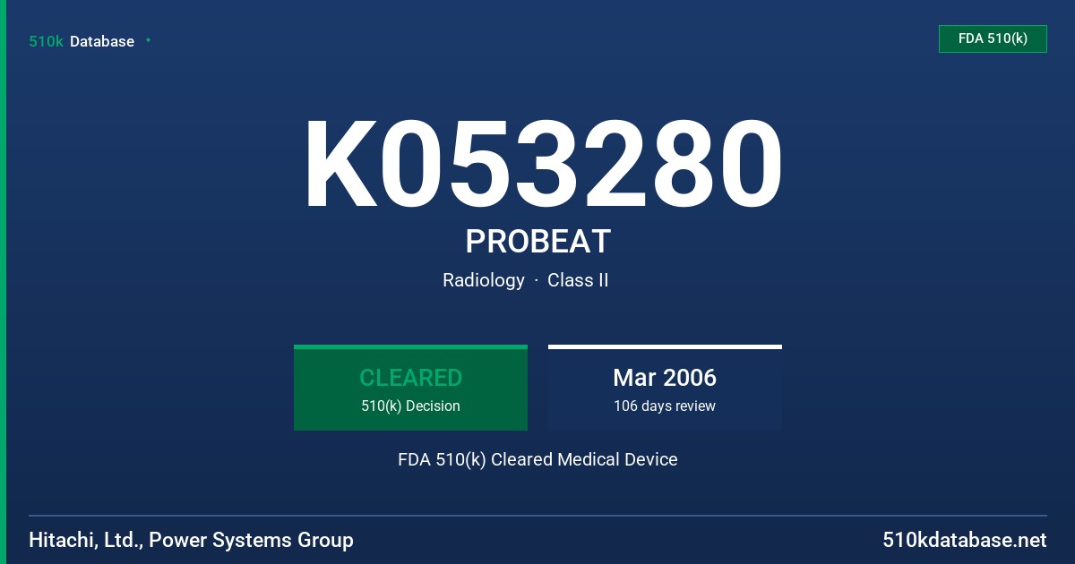 K053280 PROBEAT FDA 510(k) Cleared Medical Device