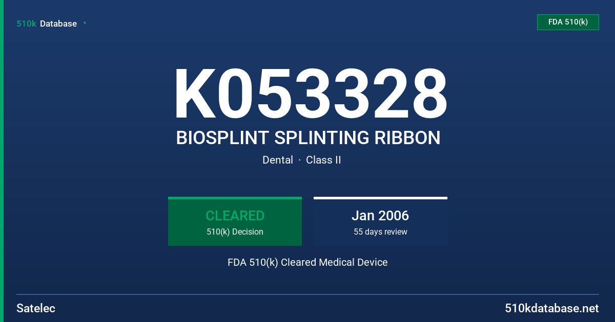 K053328 BIOSPLINT SPLINTING RIBBON FDA 510(k) Cleared Medical Device