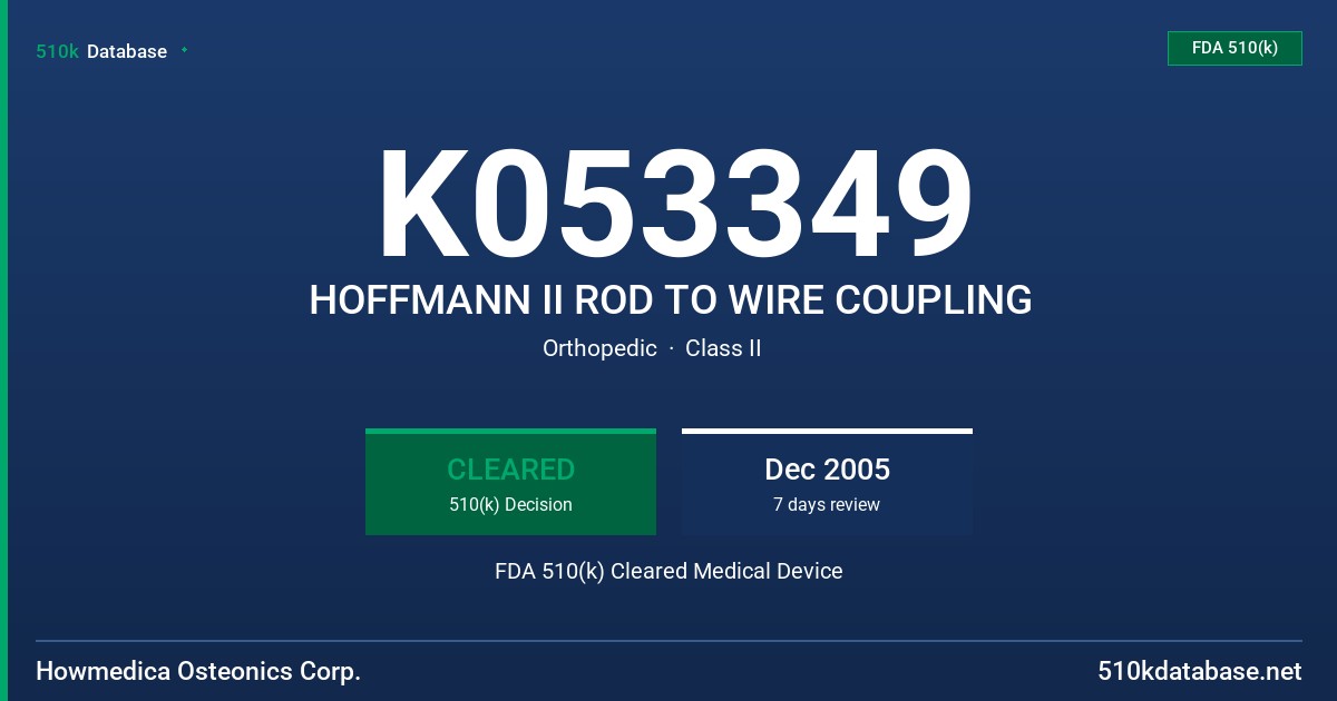 K053349 HOFFMANN II ROD TO WIRE COUPLING FDA 510(k) Cleared Medical Device