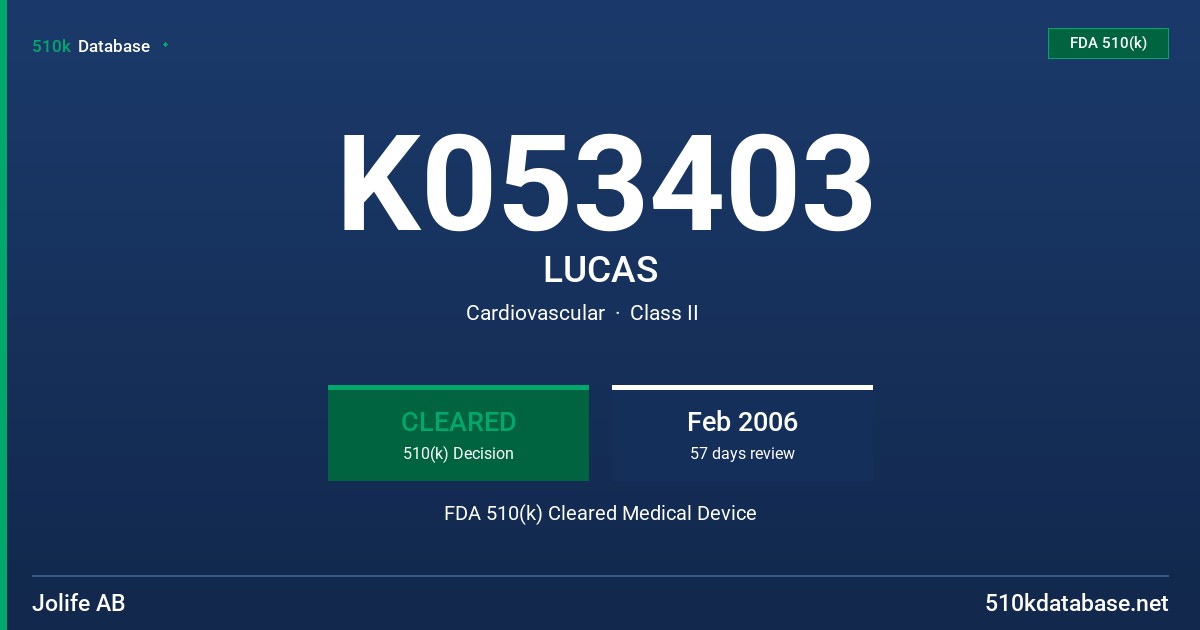 K053403 LUCAS FDA 510(k) Cleared Medical Device