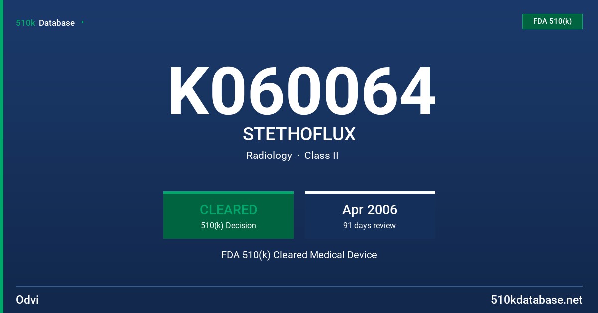 K060064 STETHOFLUX FDA 510(k) Cleared Medical Device