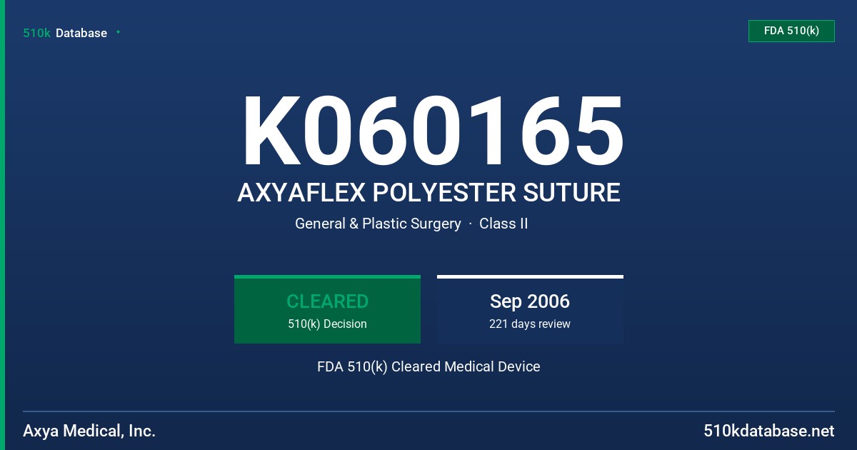 K060165 AXYAFLEX POLYESTER SUTURE FDA 510(k) Cleared Medical Device